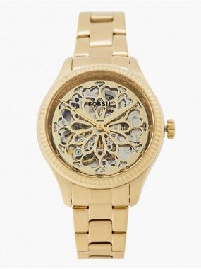 *NEW* Fossil Rye Automatic Skeleton Gold Watch For Women - BQ3755